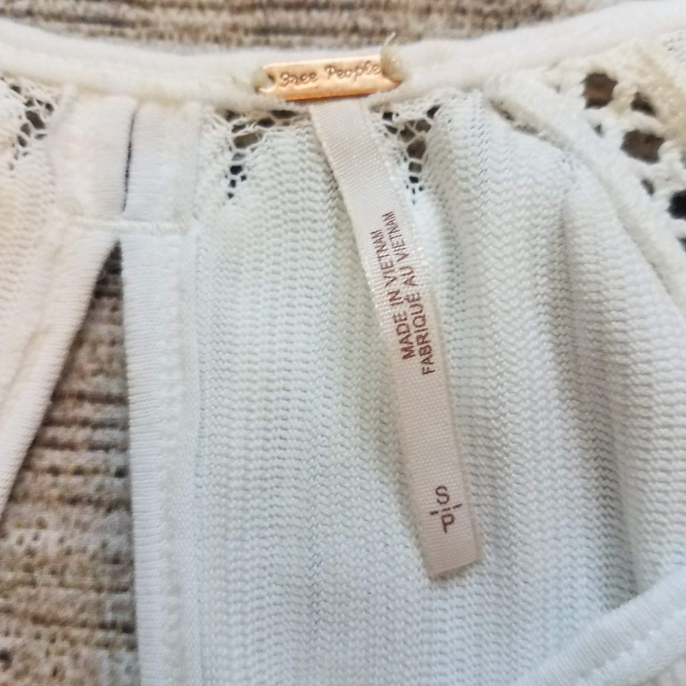 Free People Fire Island Crochet Cinch Waist Top D - Picture 5 of 8